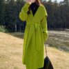 Green Alpaca Wool Sweater Coat Thickened Loose
