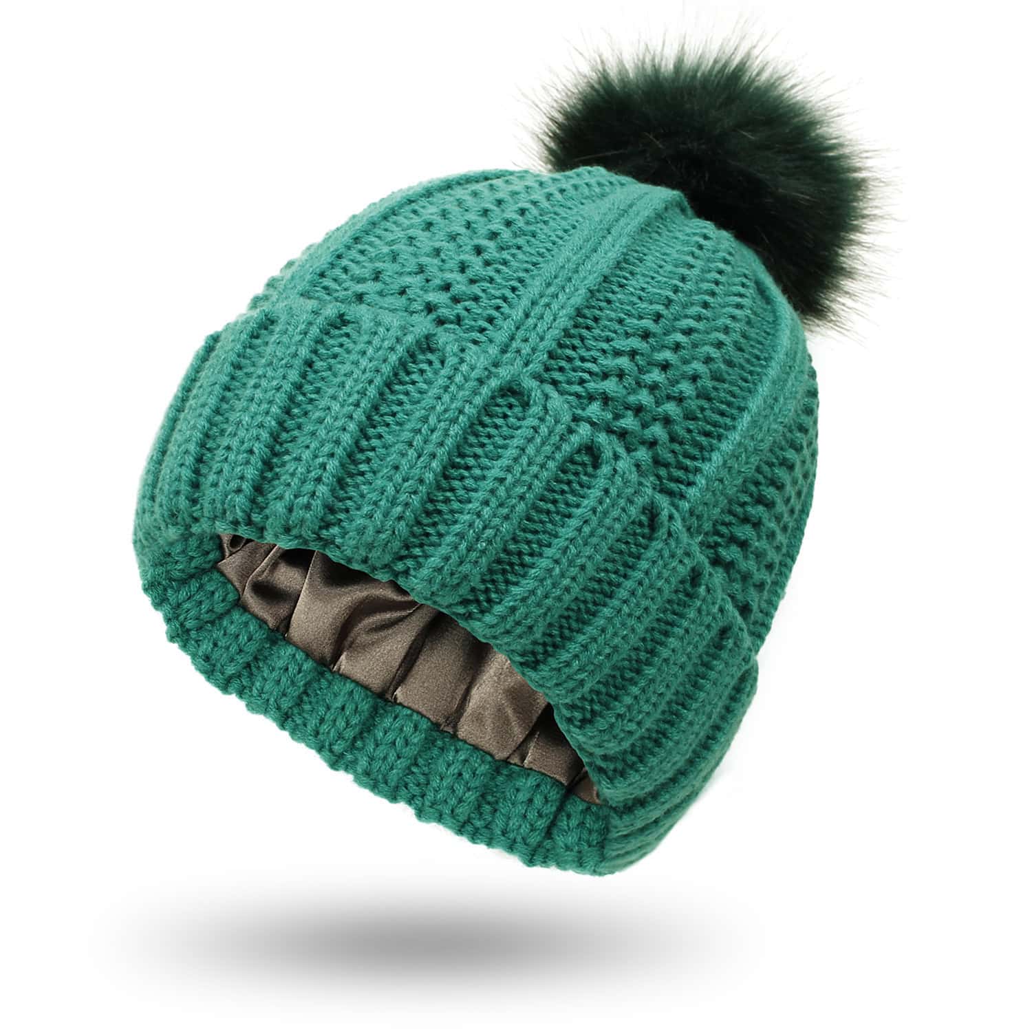 Women Faux Fur Pom Pom Hat Winter Keep Warming Beanie Hat