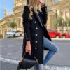 Woolen Lapel Jacket With Double-breasted Design Fashion Casual Trench