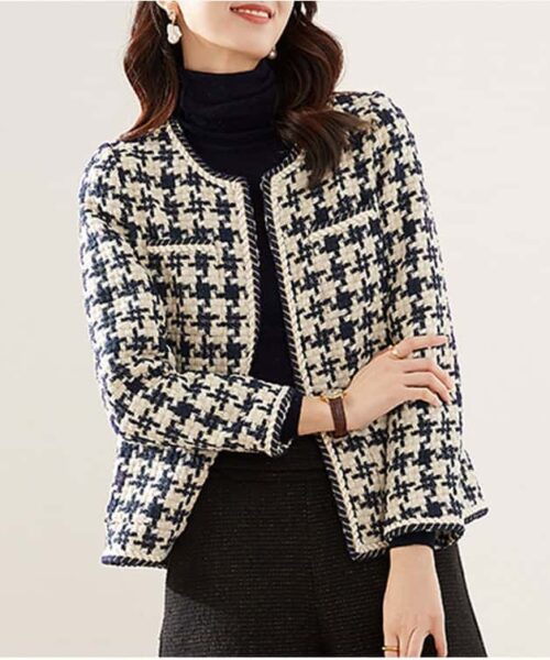 Houndstooth Small Fragrance Jacket Women Clothing