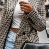 Women's Winter Plaid Long Suit Jacket