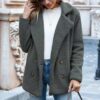 Loose Lapel Fluffy Coat Winter Button Jacket Cardigan Outwear