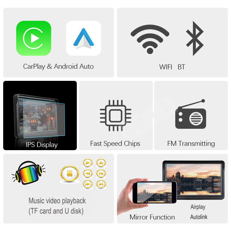 7 IPS Car Screen Wireless CarPlay Navigation Projection