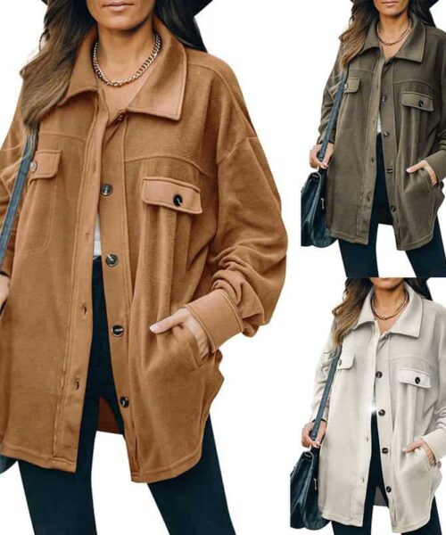 New Lapel Fleece-breasted Cardigan Jacket Shirt