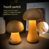 Wooden Mushroom LED Night Light with Touch Switch for Kids