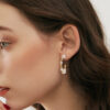 S925 Sterling Silver Round Bead Earrings Natural