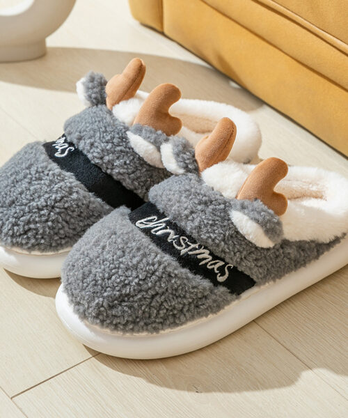 Christmas Shoes Winter Home Slippers Elk Soft Cozy Bedroom Slipper Slip On House Shoes