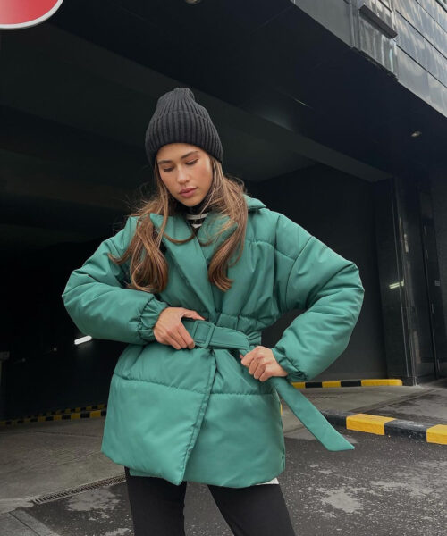 Winter Lapel Waisted Cotton Coat Fashion Solid Color Slim Overcoat Womens Clothing