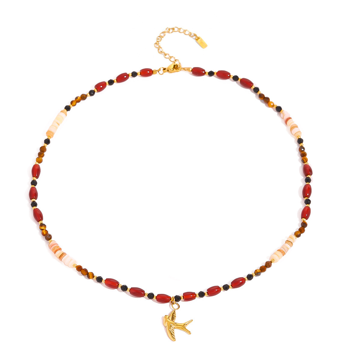 Stainless Steel Pearl Swallow Bird Pendant Necklace