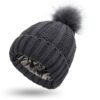 Women Faux Fur Pom Pom Hat Winter Keep Warming Beanie Hat