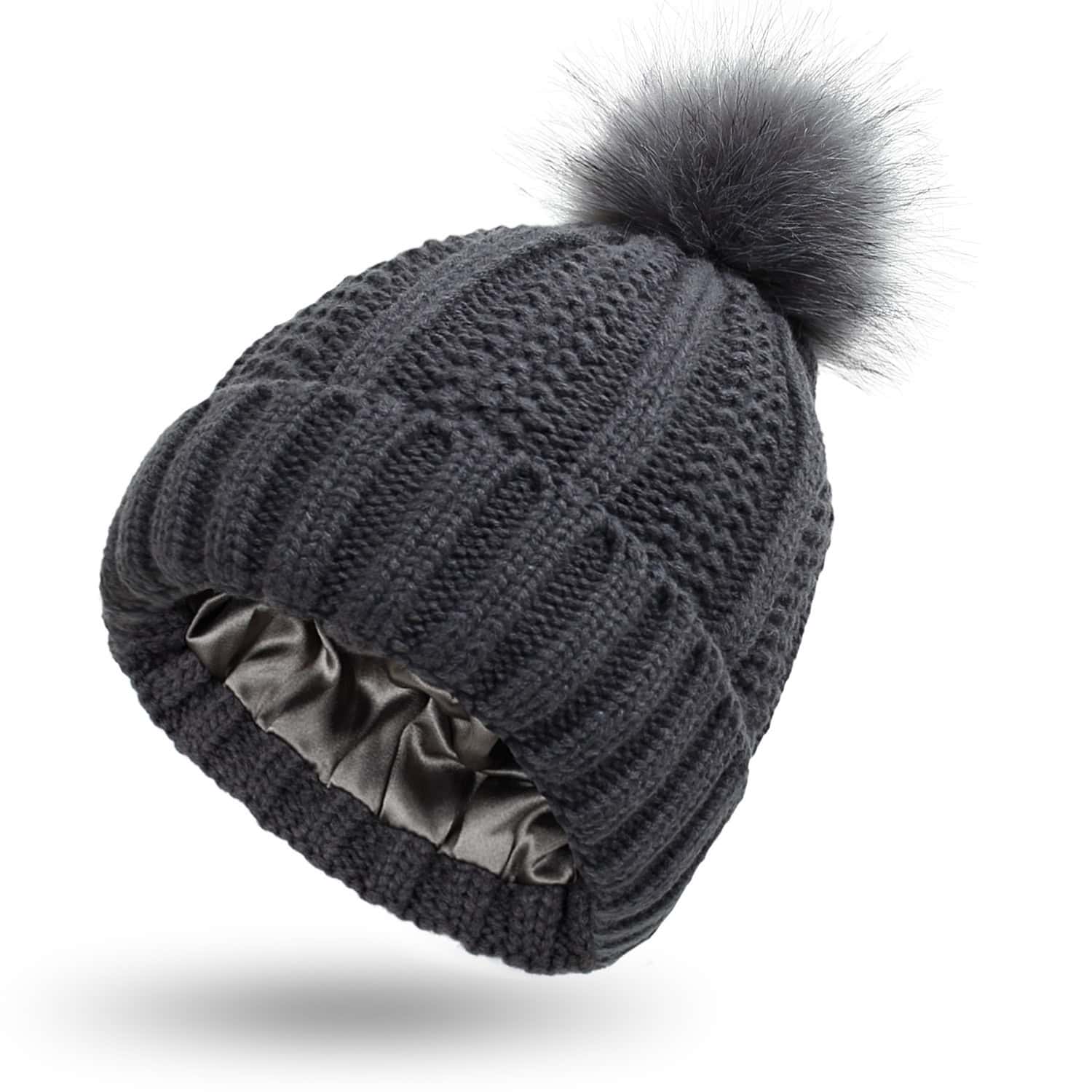 Women Faux Fur Pom Pom Hat Winter Keep Warming Beanie Hat