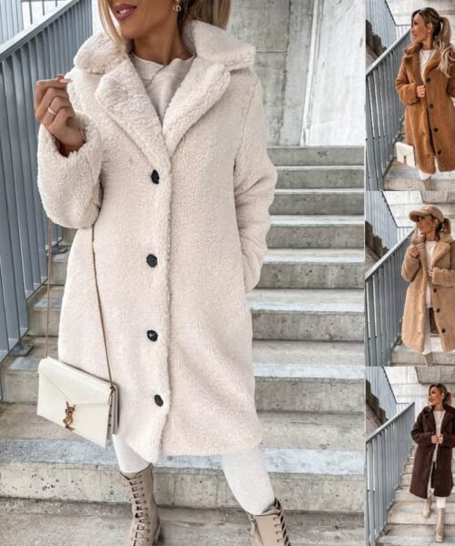 Women's Long-sleeved Lapel Plush Jacket Top