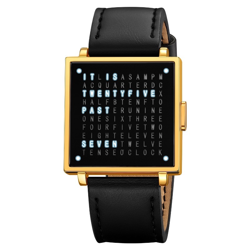 Creative LED Letter Display Square Steel Watch