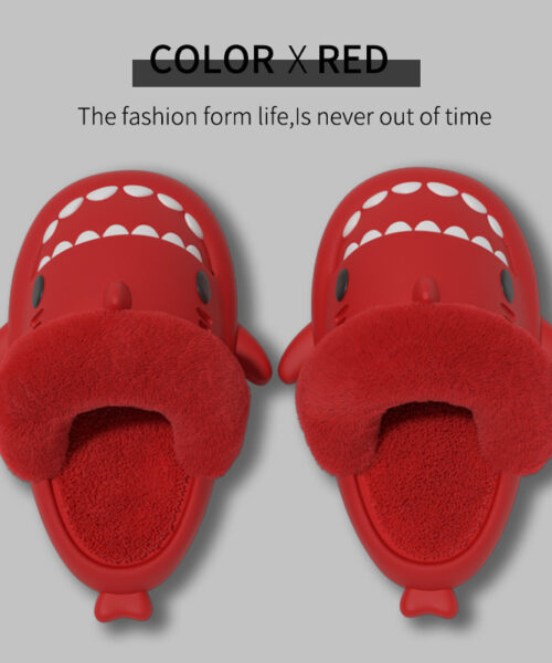 Winter Shark Slippers Detachable Warm Fuzzy Slippers Bedroom House Shoes Women
