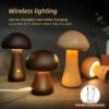 Wooden Mushroom LED Night Light with Touch Switch for Kids