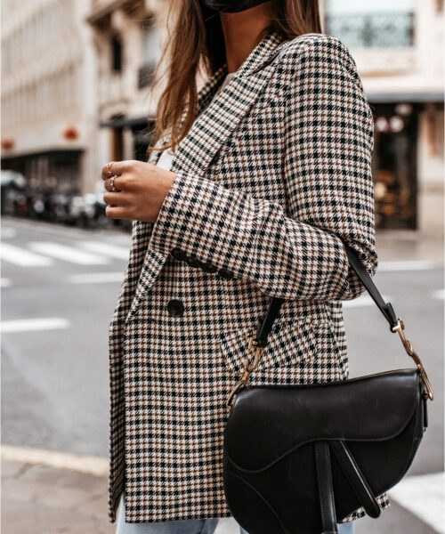 Women's Winter Plaid Long Suit Jacket