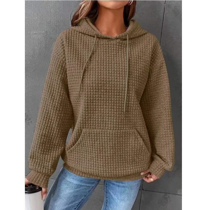 Fashion Waffle Hoodie Sweater Women's Casual