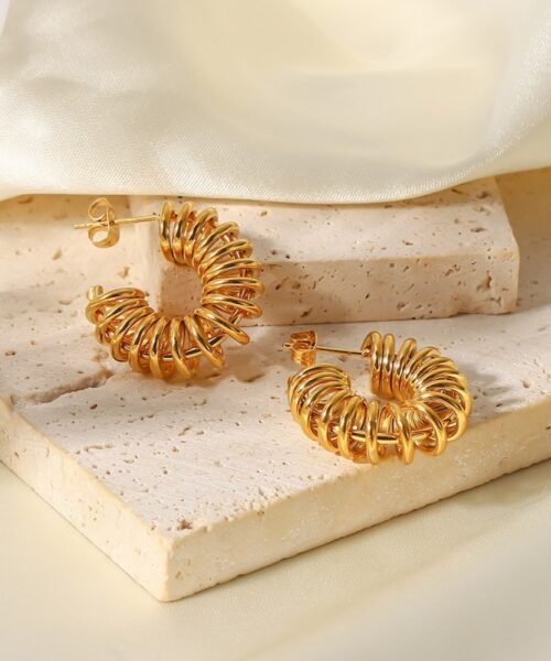 18K Gold Titanium Steel Circle Earrings Jewelry