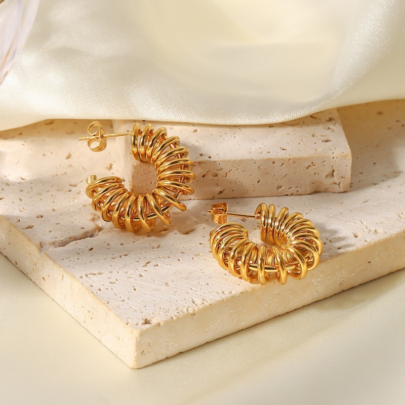 18K Gold Titanium Steel Circle Earrings Jewelry