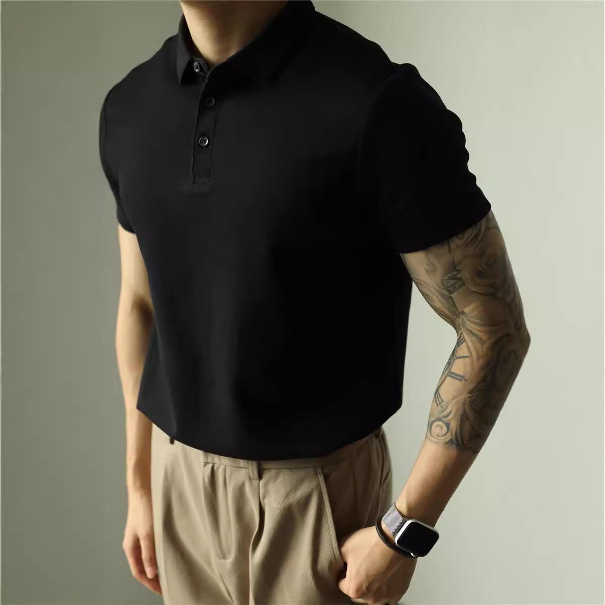 Men's Polo Shirt Lapel Young Business Short Sleeve