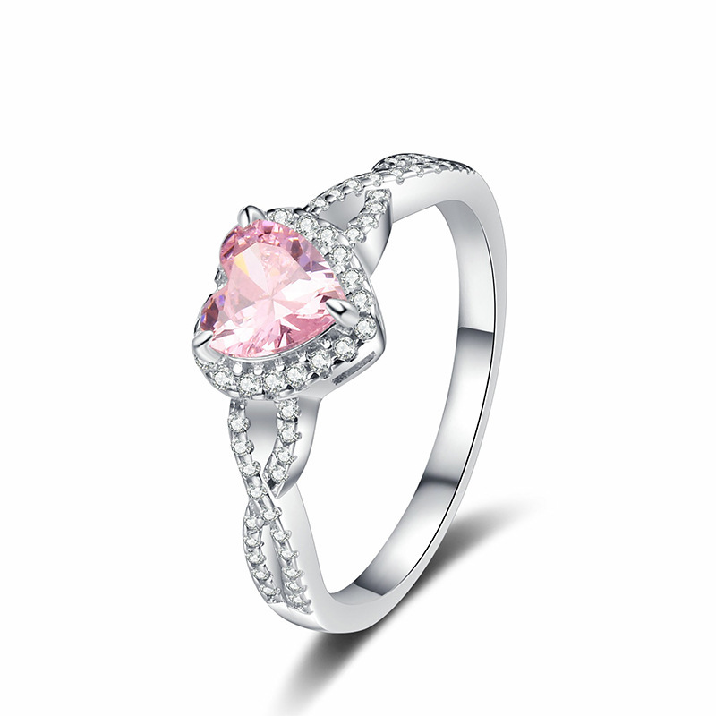 Sterling Silver Heart Diamond Closed Mouth Ring
