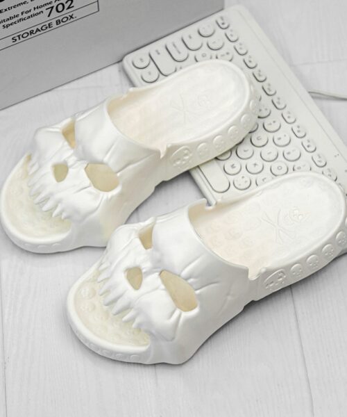 Personalized Skull Design Halloween Slippers Bathroom Indoor Outdoor Funny Slides Beach Shoes