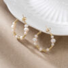S925 Sterling Silver Round Bead Earrings Natural