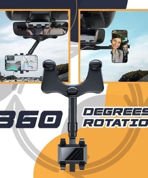Rearview Mirror Phone Holder 360° Rotatable & Retractable