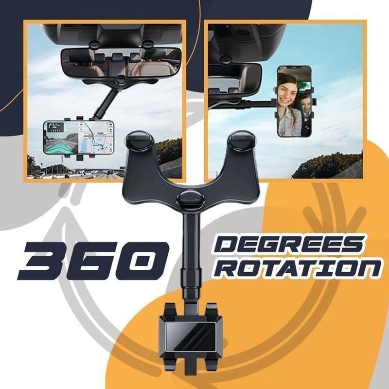 Rearview Mirror Phone Holder 360° Rotatable & Retractable