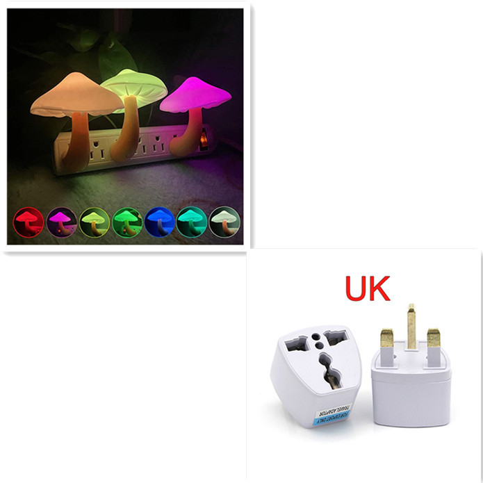 LED Mushroom Night Light Wall Socket Lamp EU US Plug