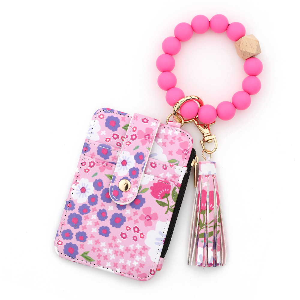 Floral Print Leather Card Holder Wallet for Women