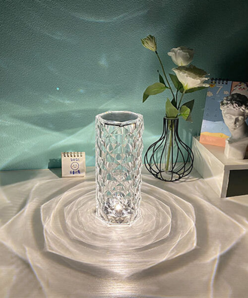 Nordic Crystal USB Table Lamp Touch Dimming Rose Projector