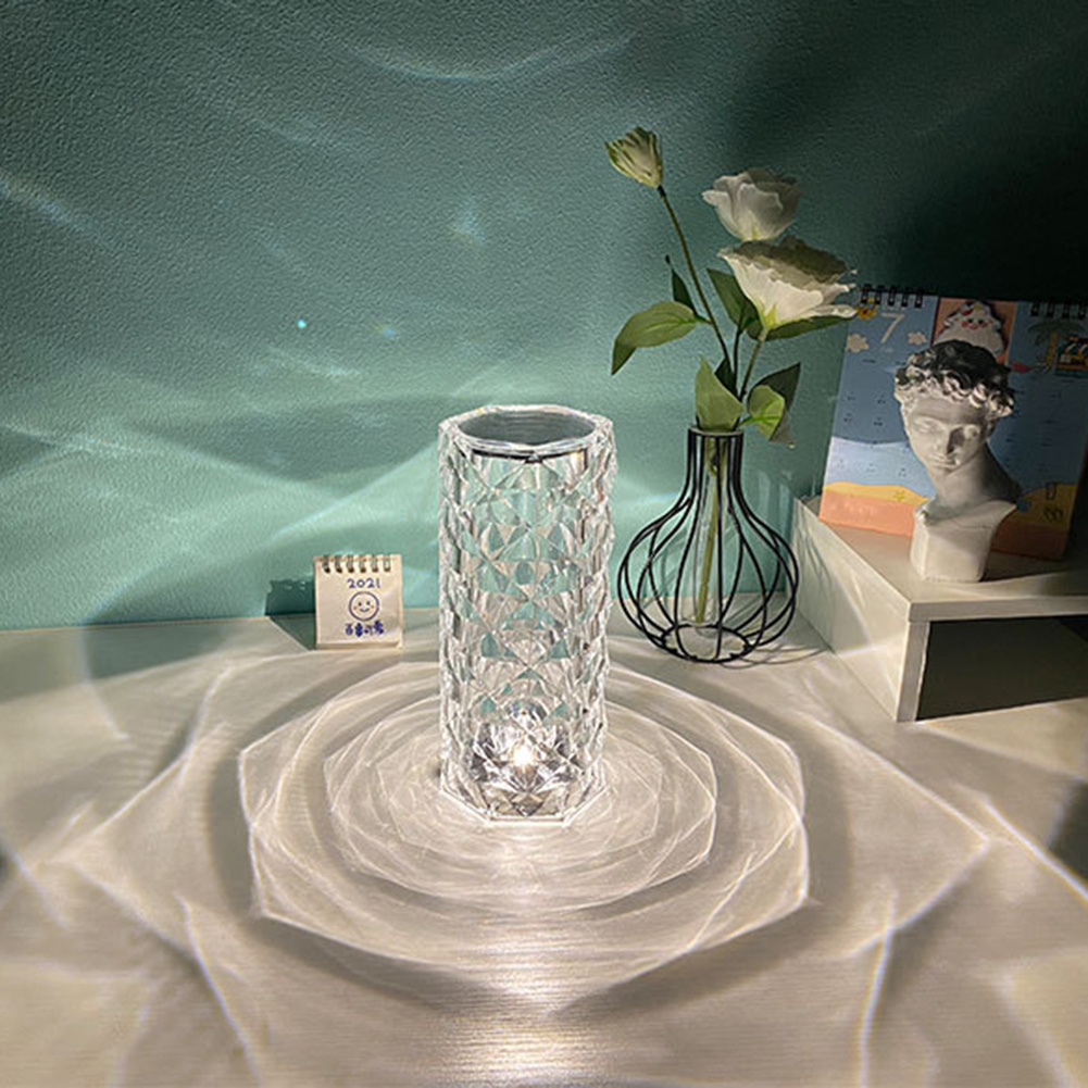 Nordic Crystal USB Table Lamp Touch Dimming Rose Projector