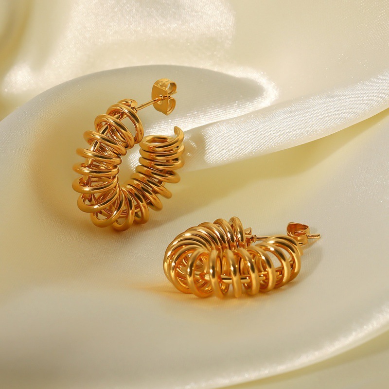 18K Gold Titanium Steel Circle Earrings Jewelry