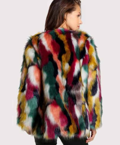 Winter Color Faux Fur Coats Women Elegant