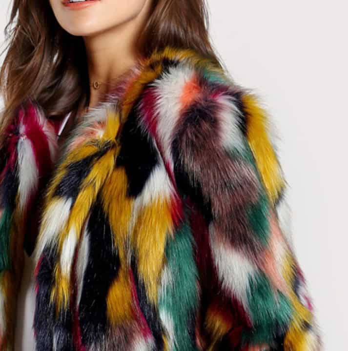 Winter Color Faux Fur Coats Women Elegant