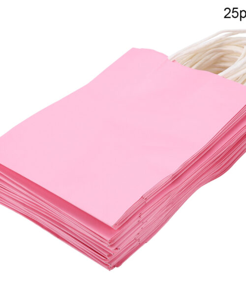 Pink Kraft Paper Gift Bags 25PCS Wedding Candy Favors
