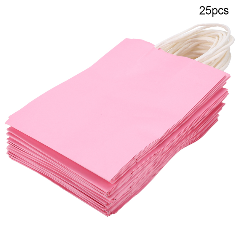 Pink Kraft Paper Gift Bags 25PCS Wedding Candy Favors