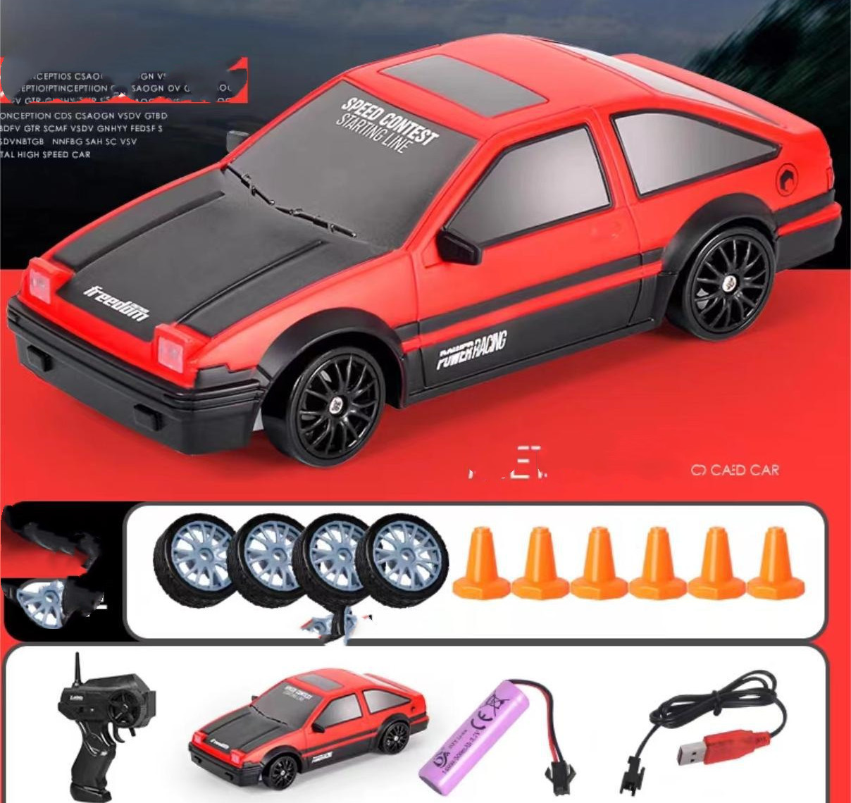 RC Drift Car 4WD Remote Control Toy GTR AE86 Racing Gift