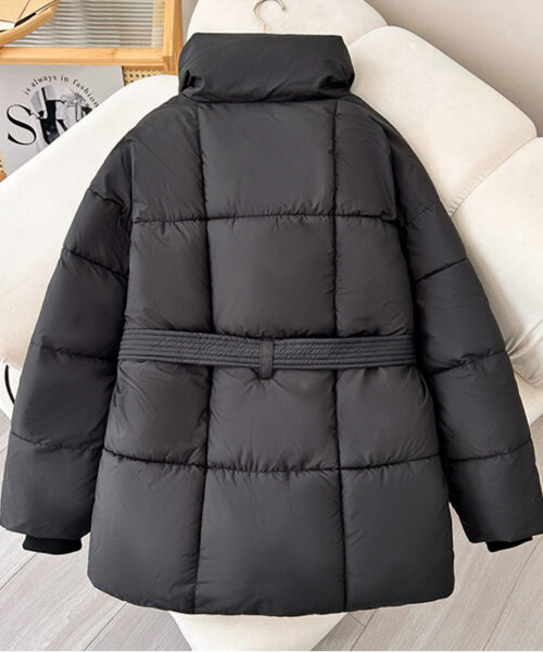 Winter Plaid Sewing Lapel Coat With Lace-up Design Fashion Loose