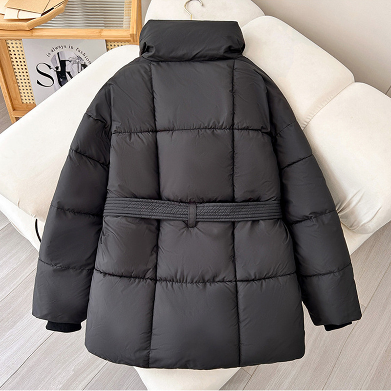 Winter Plaid Sewing Lapel Coat With Lace-up Design Fashion Loose