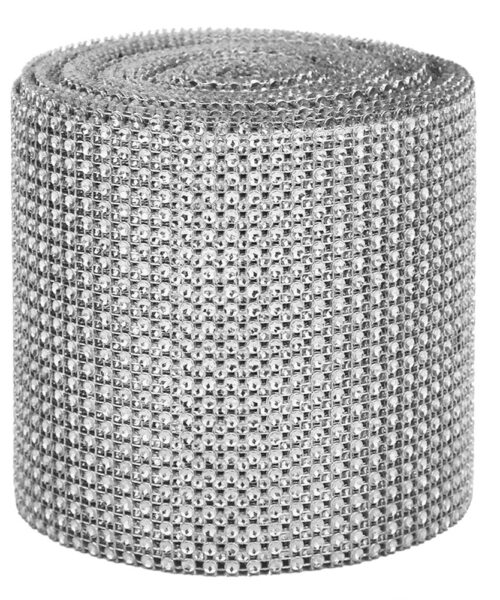 9m 24 Rows Silver Rhinestone Mesh for Wedding Decor