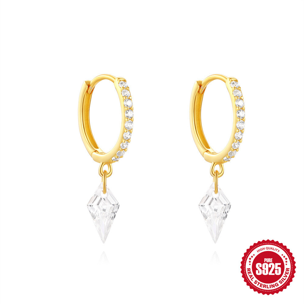 S925 Sterling Silver Classic Diamond Drop Earrings