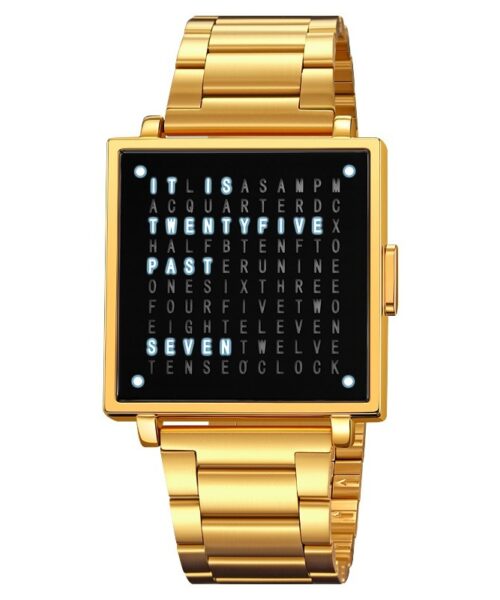 Creative LED Letter Display Square Steel Watch