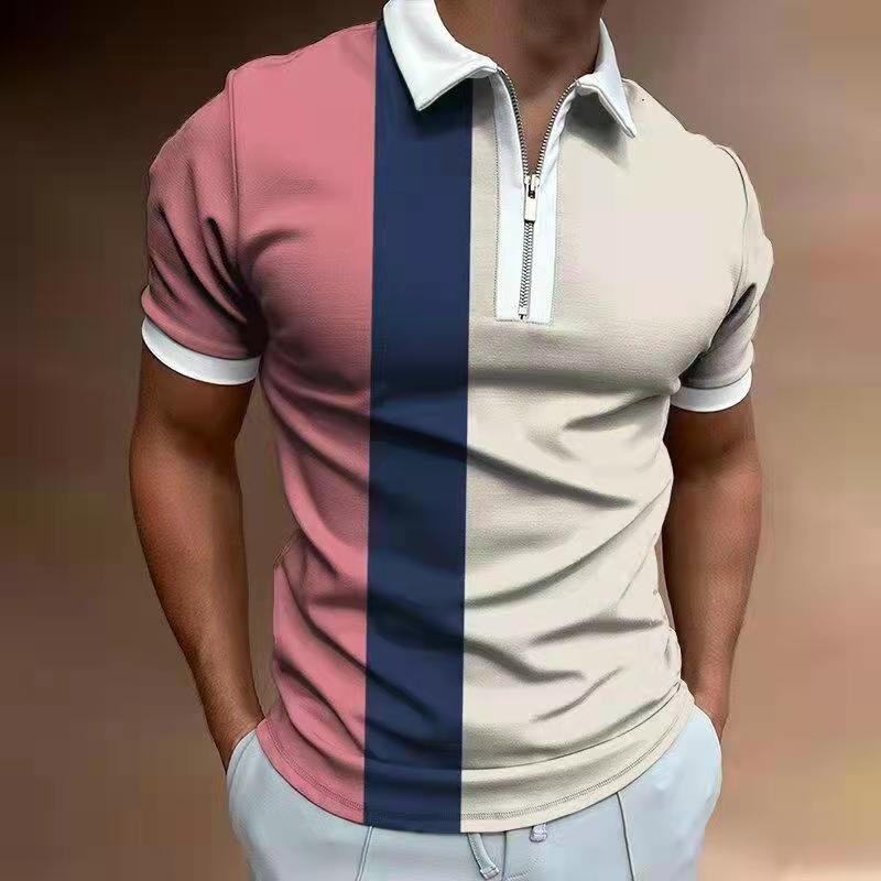 Men's POLO Shirt Striped Printed Short Sleeve