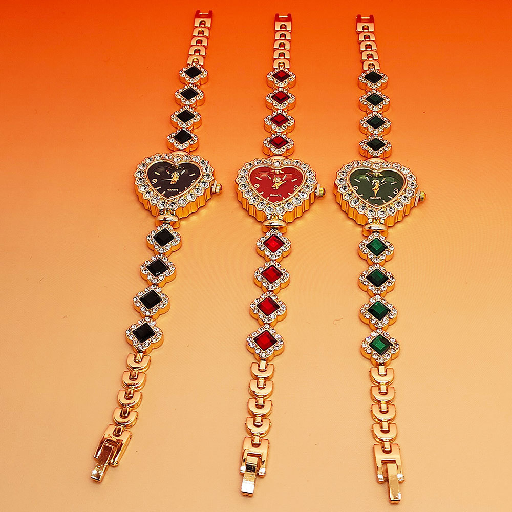 Diamond Heart Bracelet Watch Set
