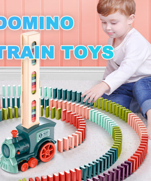 Electric Domino Train Toy with Building Blocks
