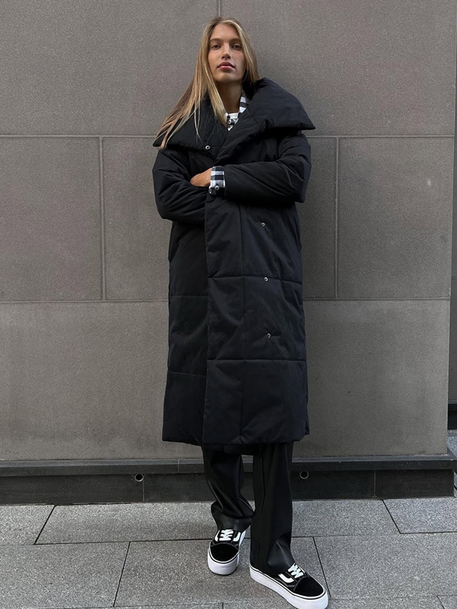 Fashion Large Lapel Long Coat Winter Warm Cotton Jacket