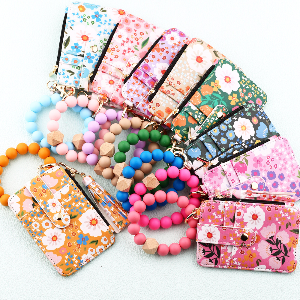 Floral Print Leather Card Holder Wallet for Women