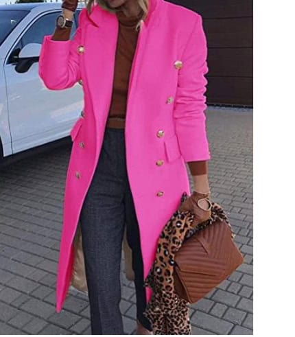 Woolen Lapel Jacket With Double-breasted Design Fashion Casual Trench